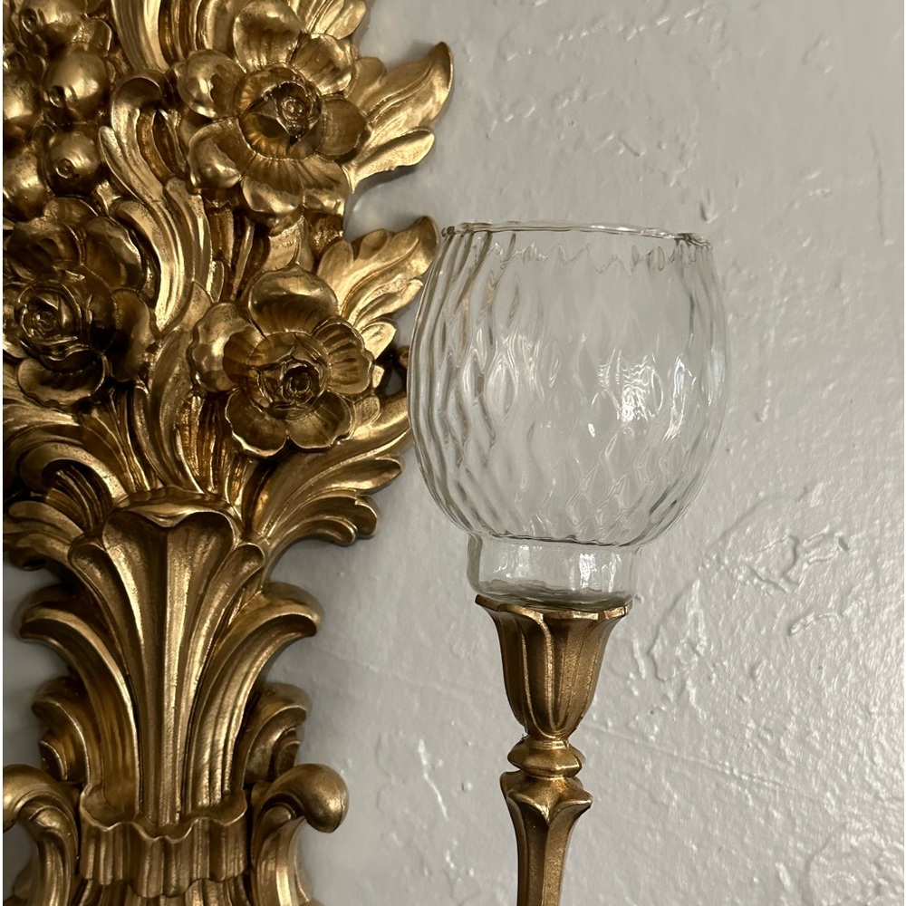 Vintage Home interiors corrugated Glass votive cup candle holder